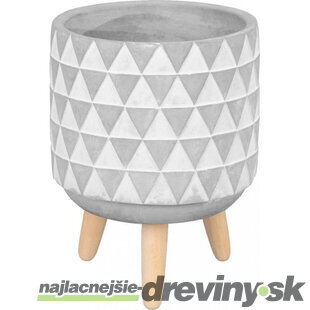 Dekorácia MagicHome, Kvetináč s mozaikou, sivý, cement, s nožkami, 13x13x12 cm