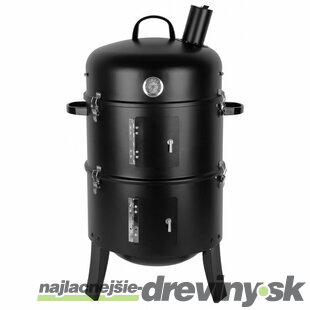 Gril Smoker, BBQ, na drevené uhlie, 3v1 grilovanie, údenie a vodné údenie, 440x780 mm