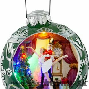 Luxusná vianočná dekorácia, Balet v guli, 7 LED, farebná, s melódiami, 3xAA, interiér, 30,50x26,50x31,