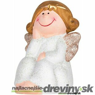 Luxusná vianočná postavička, Anjel sediaci, polyresin, 6,7x6,2x11 cm