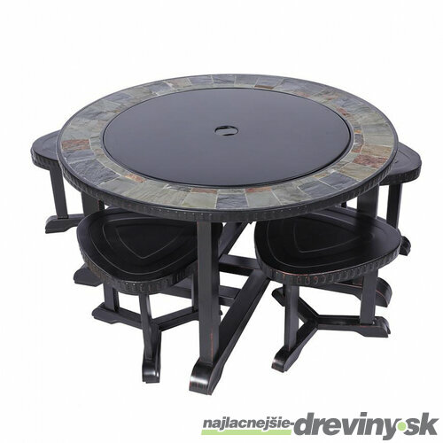 Ohnisko Grill, kovové, 4 stoličky, 105x75 cm