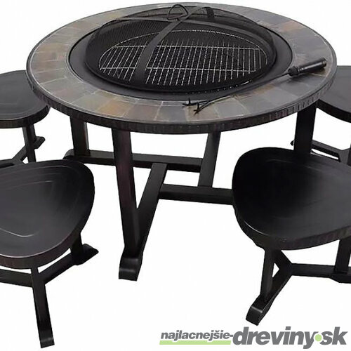 Ohnisko Grill, kovové, 4 stoličky, 105x75 cm