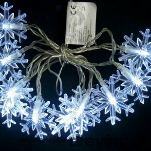 Reťaz Vianoce SnowFlake, 10 LED studená biela, jednoduché svietenie, 2xAA, IP20, interiér, osvetlenie, L-0,90 m