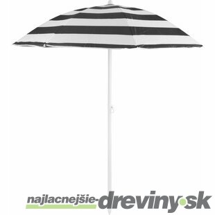 Slnečník DALIA 180 cm, 32/32 mm, s naklápacím kĺbom, čierno-biely, plážový