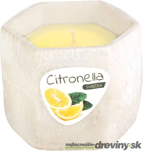 Sviečka Citronella, cement, 85 g, repelentná, 90x75 mm